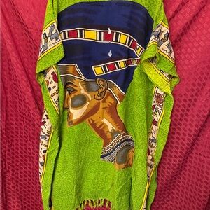 Black Magic Egyptian Inspired Kaftan Dress with Decorative Shells - One Size